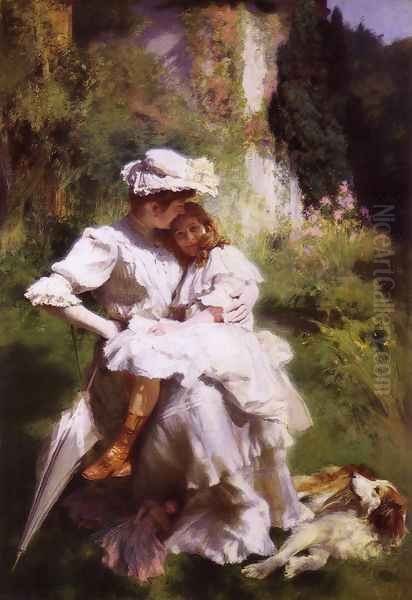 Tendresse Maternelle (Maternal Tenderness) Oil Painting by Friant Emile