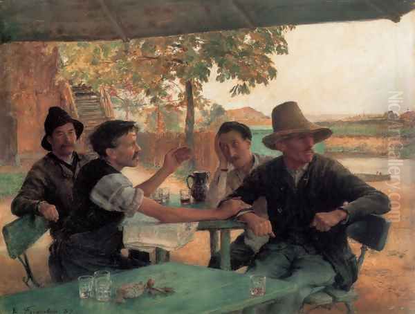 La Discussion politique (Political Discussion) Oil Painting by Friant Emile