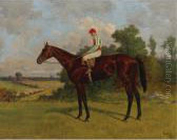 Race Horse With Jockey Up Oil Painting by Henry Stull