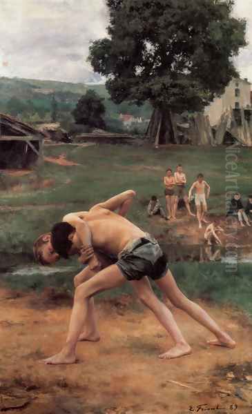 The Fight Oil Painting by Friant Emile