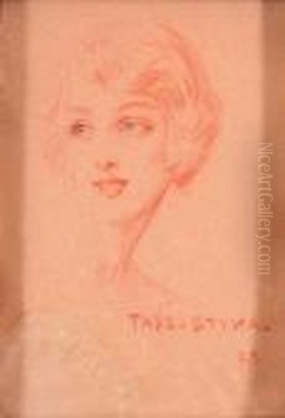 Portret Kobiety, 1927 R. Oil Painting by Tadeusz Styka