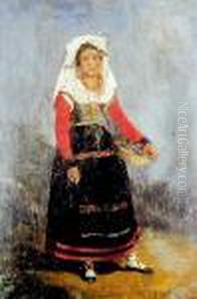 Rzymska Kwiaciarka, 1835 R. Oil Painting by January Suchodolski