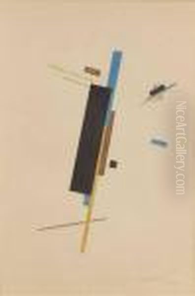 Composition Suprematist Oil Painting by Nikolai Suetin