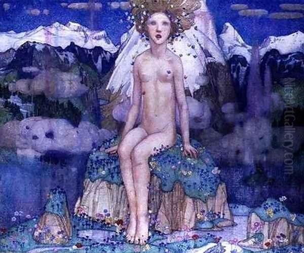 Love in the Alps Oil Painting by Edward Reginald Frampton