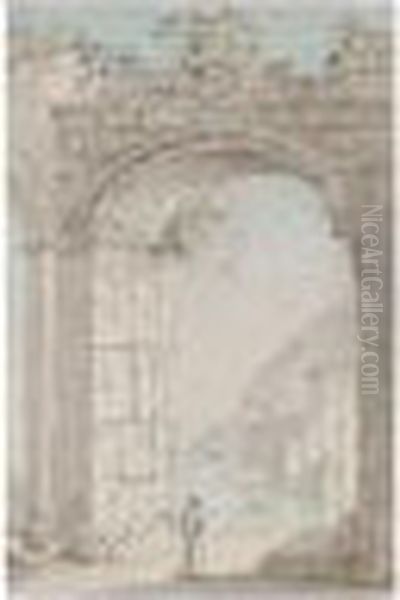 Grotto Of Posilippo; Vicotti 
Between Naples And Rome; View Through A Door Of Queen Joanna's Palace 
Near Naples Oil Painting by Thomas Sunderland