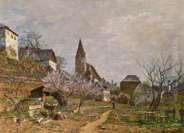 Bluhender Garten In Weisenkirchen/wachau Oil Painting by Max Suppantschitsch