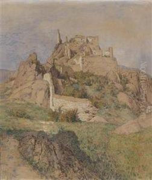 Aview Of Durnstein Ruin Oil Painting by Max Suppantschitsch