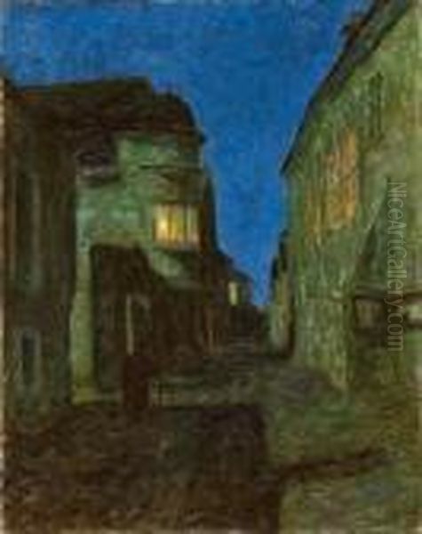 Altstadt Bei Nacht (durnstein?) Oil Painting by Max Suppantschitsch