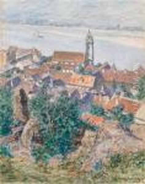 Blick Auf Durnsteinund Die Donau Oil Painting by Max Suppantschitsch