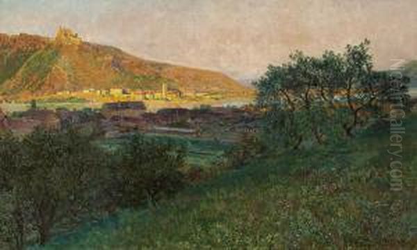 Blick Uber Die Donau Auf Durnstein Oil Painting by Max Suppantschitsch