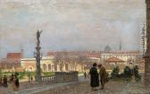 Blick Auf Das Alte Burgtor In Wien Oil Painting by Max Suppantschitsch