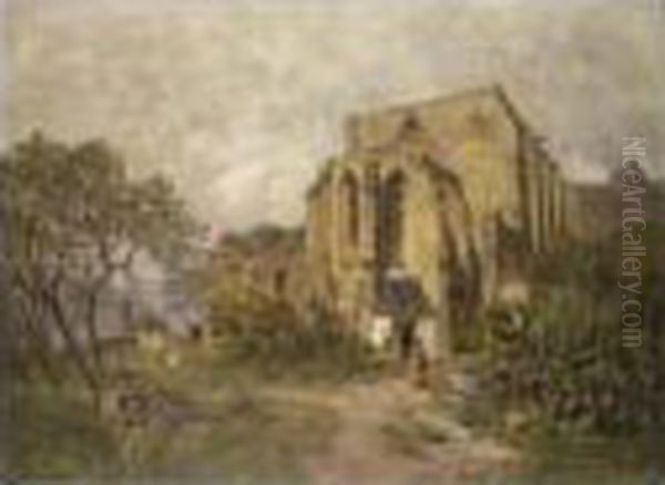 In The Garden Of A Church Ruin Near Durnstein, Austria Oil Painting by Max Suppantschitsch