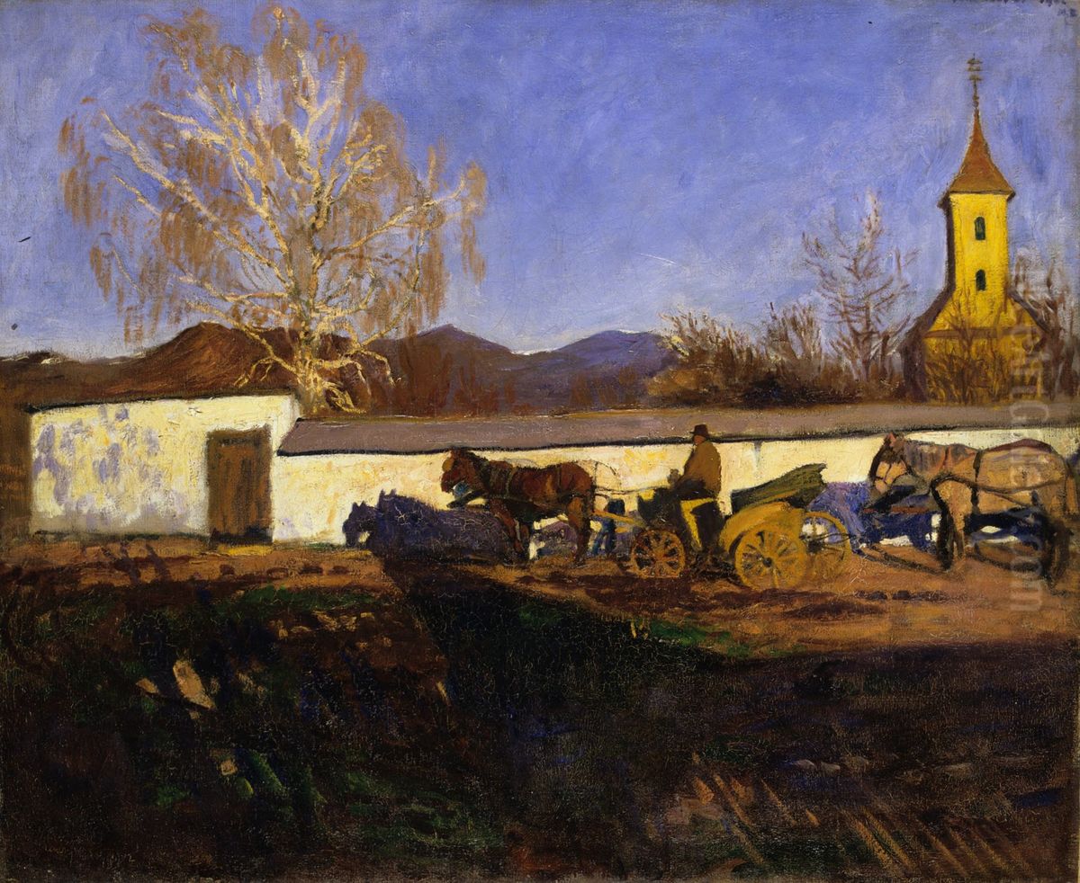 Evening in March Oil Painting by Karoly Ferenczy