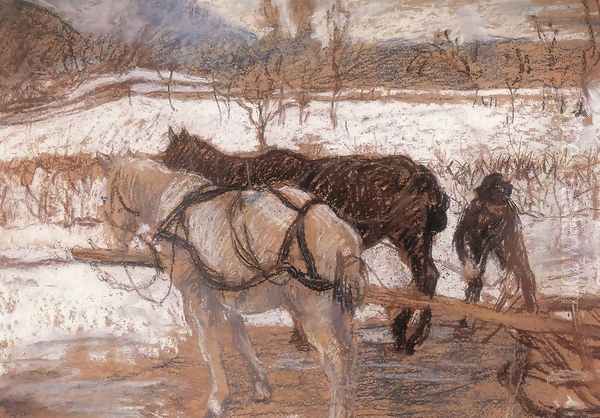 Winter 1902 Oil Painting by Karoly Ferenczy