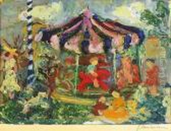 Karuzela Oil Painting by Janina Sussle-Muszkietowa