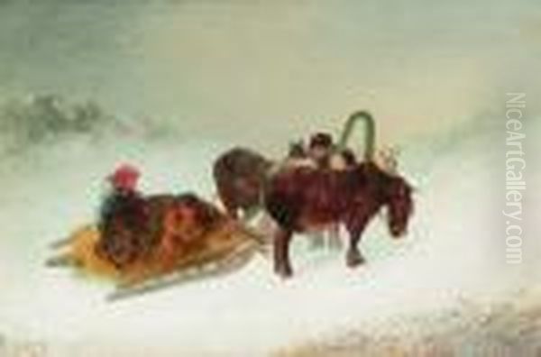 Ruckkehr Von Der
 Barenjagd. Oil Painting by Nikolai Egorovich Sverchkov