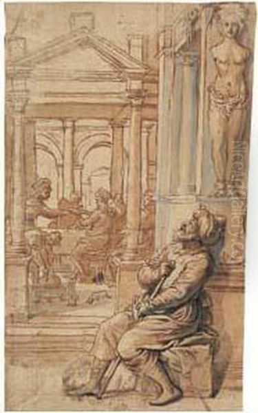 Tobie Recevant Des Excrements D'oiseaux Sur Les Yeux Et Devenant
 Aveugle Oil Painting by Jan Swart Van Groningen