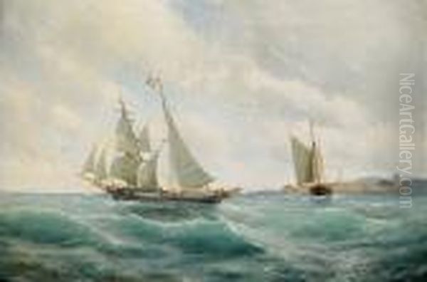 Skargardsmotiv Med Segelfartyg Oil Painting by Christian Fredrik Swensson