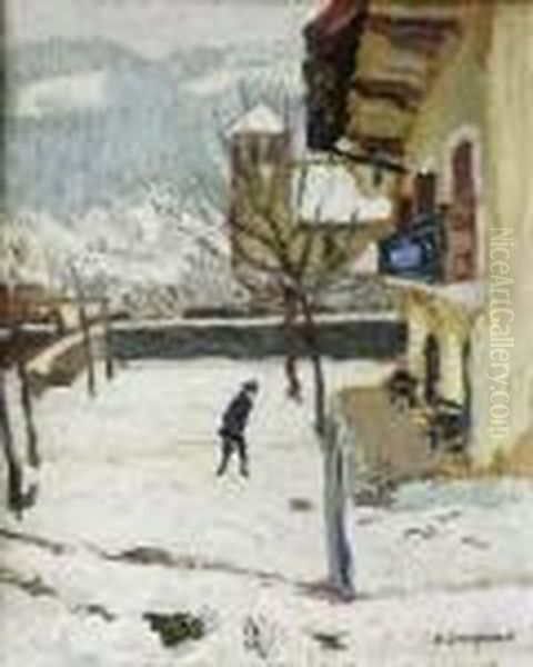 Eglise De Bernex, Haute Savoie Oil Painting by Alfred Swieykowski