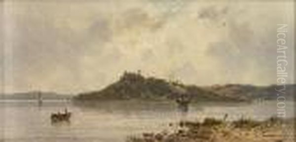 A Scene Of Boats On A Lake Oil Painting by Alfred Swieykowski