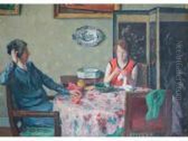 Lheure Du The Oil Painting by Alfred Swieykowski