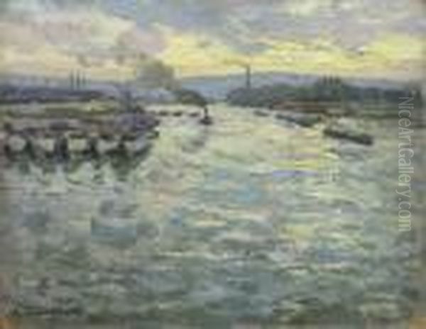 Peniches Et Vapeur Oil Painting by Alfred Swieykowski