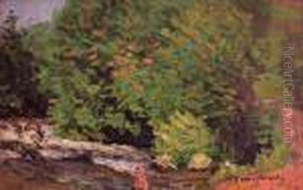 Bord De La Riviere Oil Painting by Alfred Swieykowski