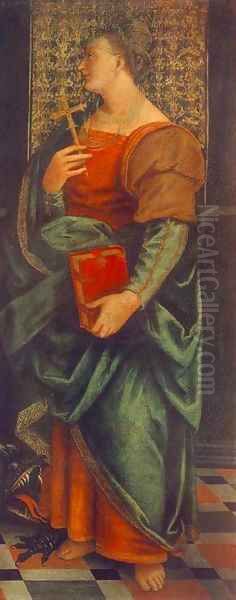 St Cecile with the Donator and St Marguerite 3 Oil Painting by Gaudenzio Ferrari