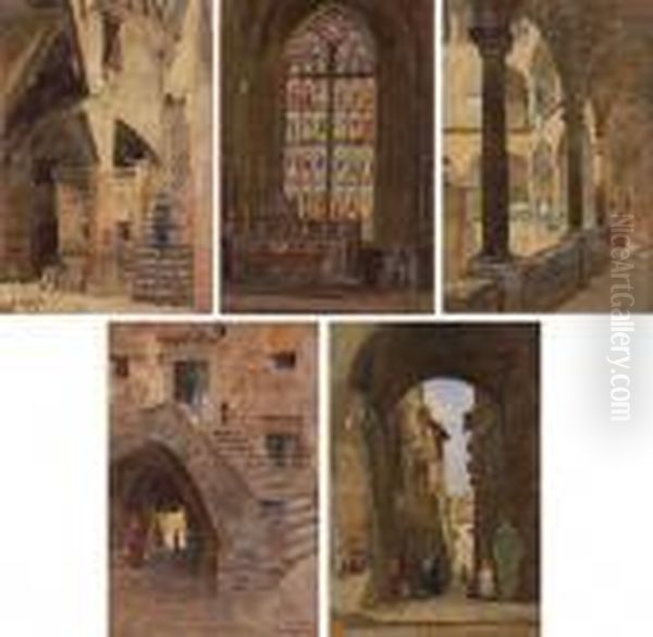 Scorci Di Perugia Ed Interno Di
Chiesa Veneziana Oil Painting by Raffaele Tafuri