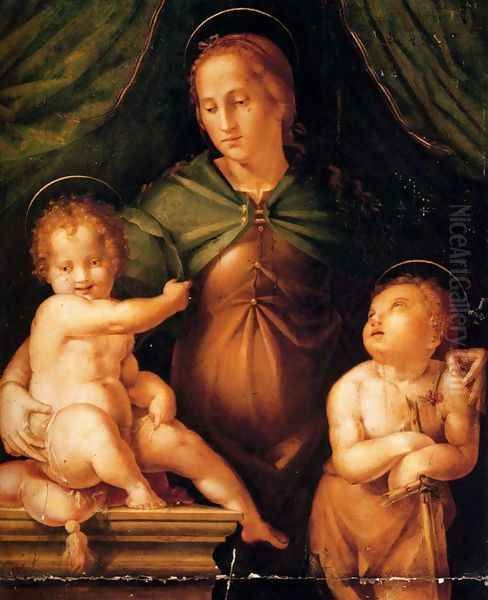 The Madonna and Child with the infant Saint John the Baptist Oil Painting by Pier Francesco Di Jacopo Foschi