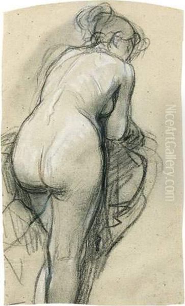 Femme A La Toilette De Dos Oil Painting by Octave Tassaert