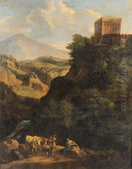 Paesaggio Con Figure Oil Painting by Carlo Antonio Tavella, Il Solfarola