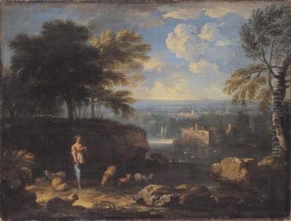 Paesaggio Con Figure Oil Painting by Carlo Antonio Tavella, Il Solfarola
