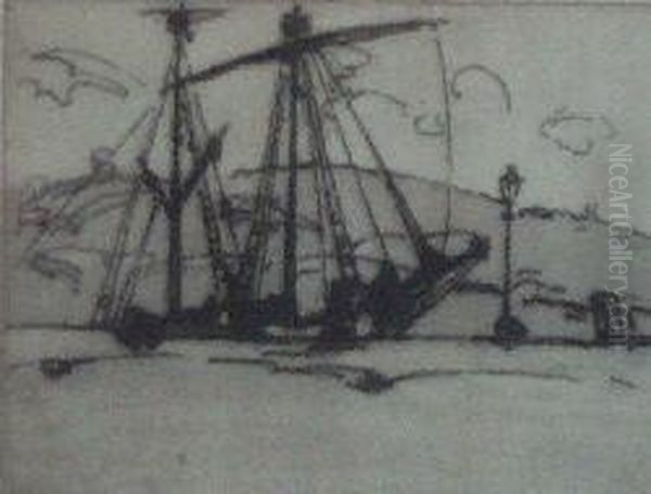 Boatyard Oil Painting by Ernest Archibald Taylor