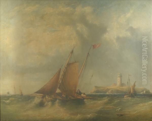 Pilot Boatscruising Off The Flat Holmes, Bristol Channel Oil Painting by Henry King Taylor