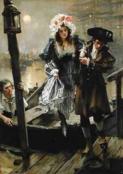 On The Thames Oil Painting by Francois Flameng