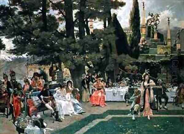 The Reception for Napoleon I on the Isola Bella in the 5th Year of his Reign Oil Painting by Francois Flameng