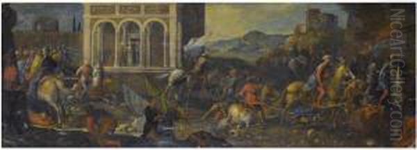 Saint Catherine Of Siena Calling People To The Crusade Oil Painting by Antonia Tempesta