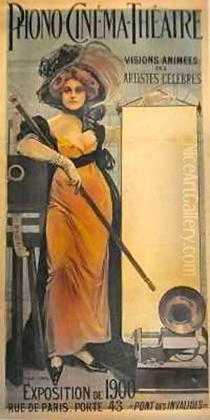 Poster advertising the Phono Cinema Theatre for the Universal Exhibition Oil Painting by Francois Flameng