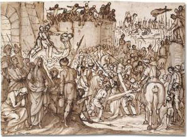 Christ On The Road To Calvary Oil Painting by Antonia Tempesta