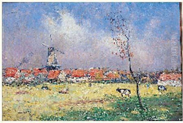 Le Moulin, Effet De Soleil Oil Painting by Siebe Johannes ten Cate