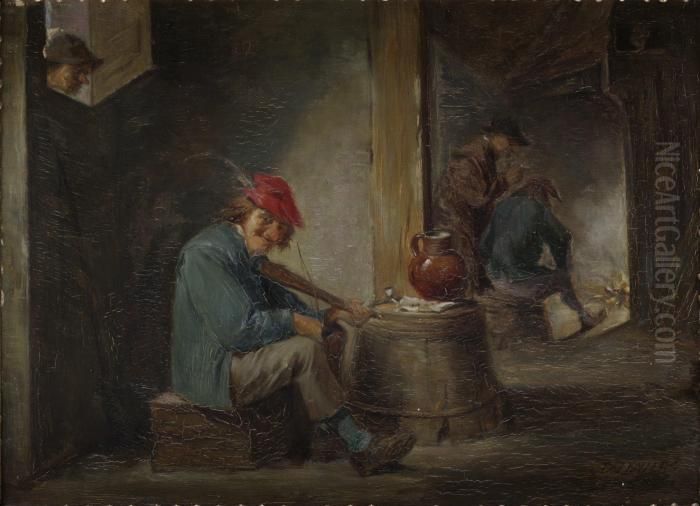 Fiolspelaren Oil Painting by David The Younger Teniers
