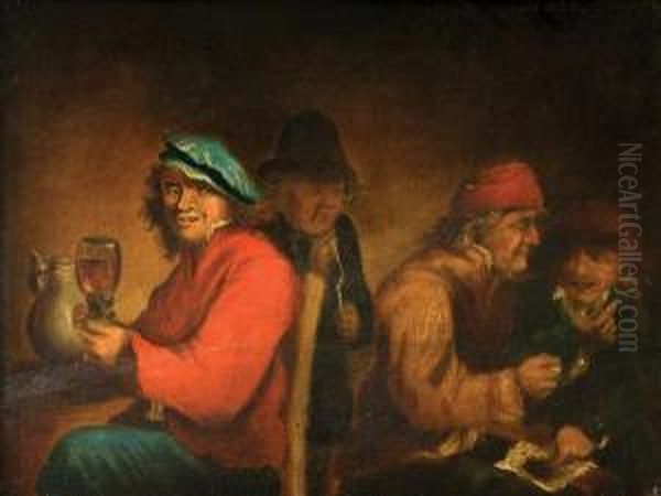 Jokels Drinking Oil Painting by David The Younger Teniers