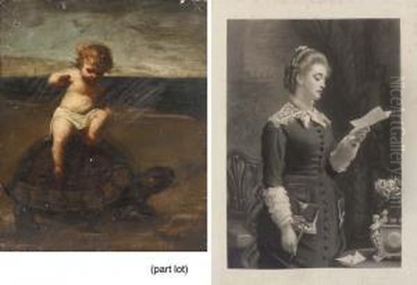 A Cherub On A Tortoise Oil Painting by Dorothy, nee Tennant Stanley