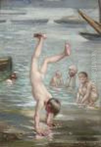 At The Waters Edge Oil Painting by Dorothy, nee Tennant Stanley