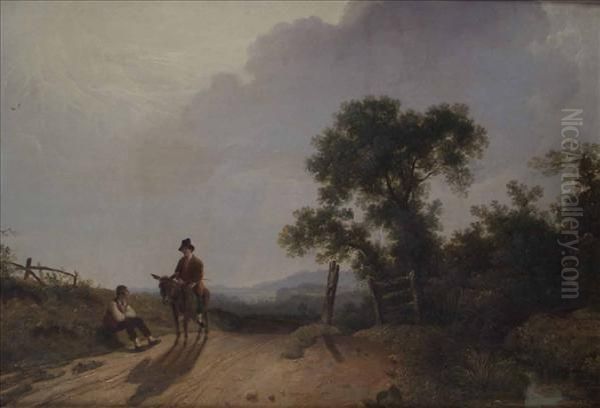 Frederick Tennant, Travellers On A Country Road Oil Painting by John F Tennant