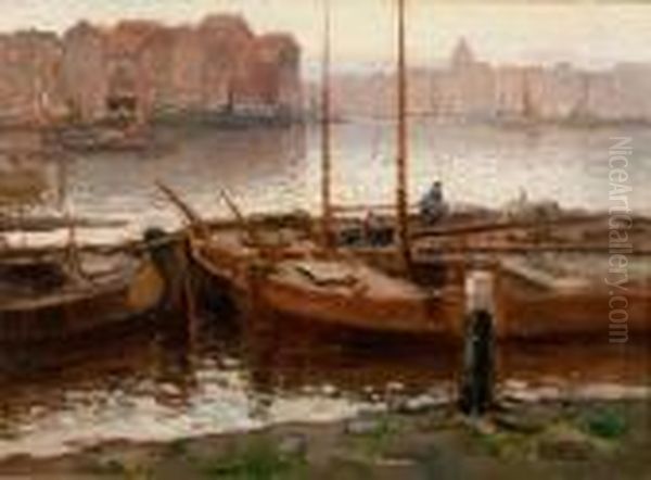 A Quai Oil Painting by Kees Terlouw