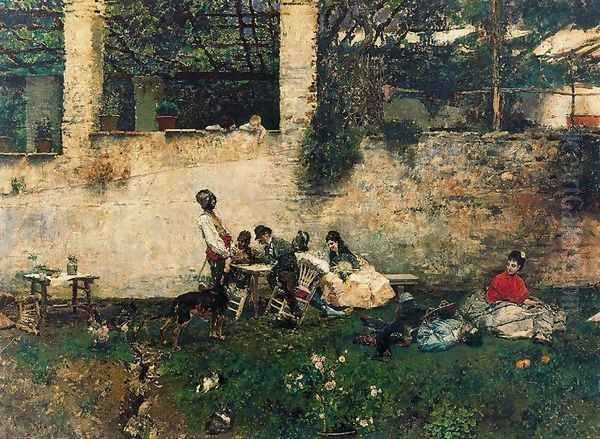 Lunch at the Alhambra Oil Painting by Mariano Jose Maria Bernardo Fortuny y Carbo