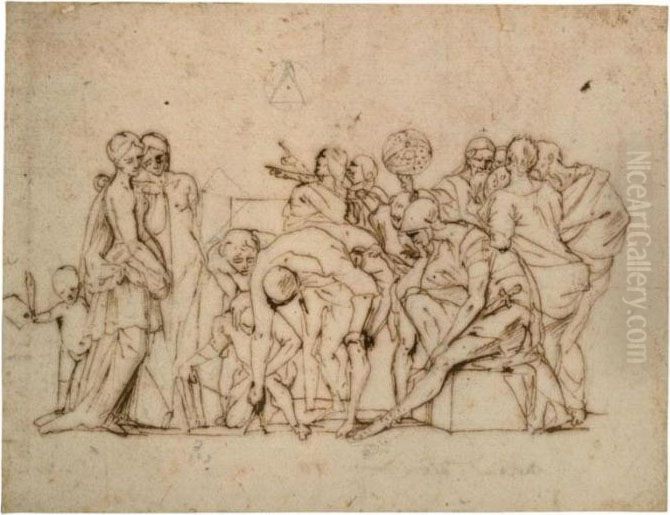 Gruppo Di Figure Allegoriche Oil Painting by Pietro Testa