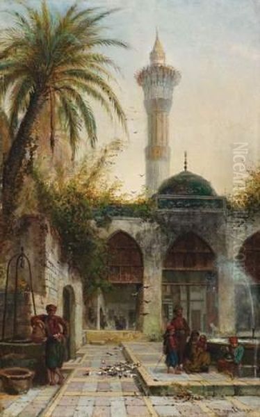 A L'ombre Du Minaret Oil Painting by Pierre-Henri-Theodore Tetar van Elven